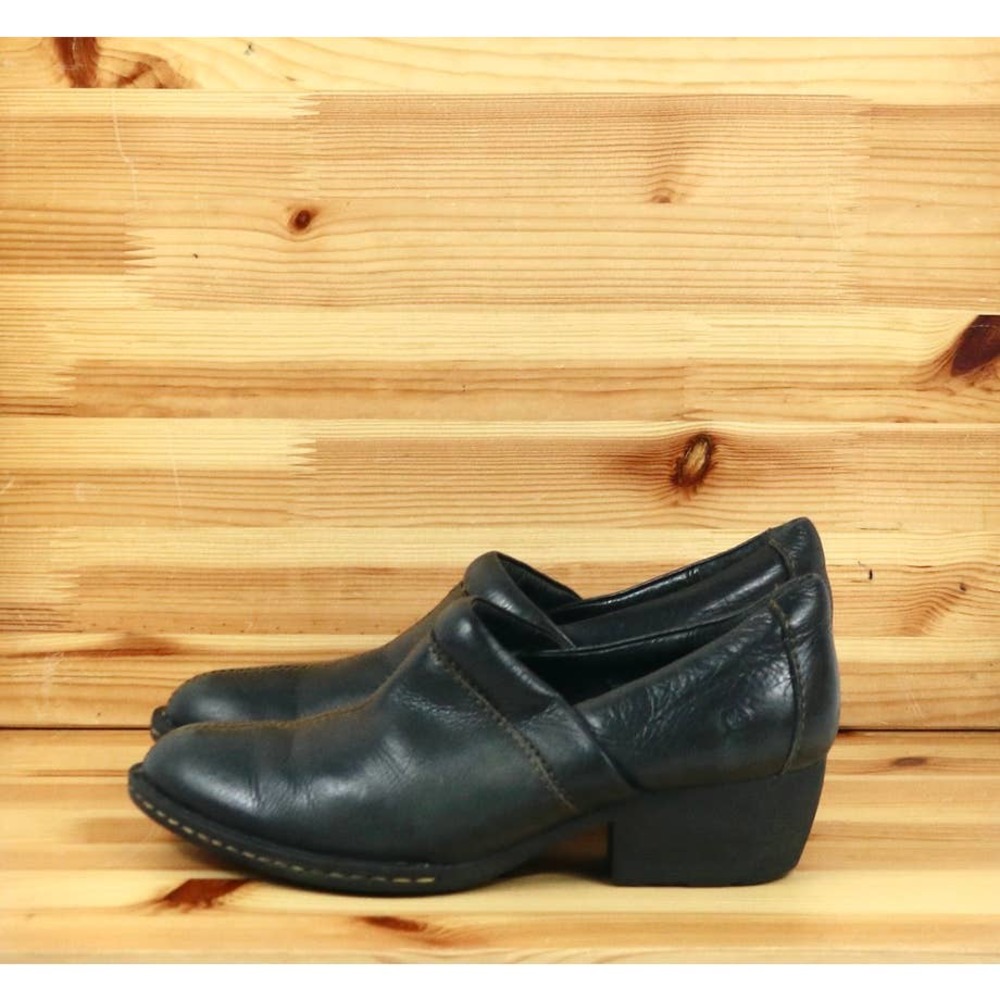 BORN Women's Size 7 Shooties Booties Black Leather Heel Shoes